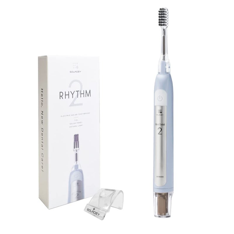 Soladey SoladeyRhythm2 Ionic Power Electric Toothbrush Solar Panels and TiO2 Semiconductor Ice Blue Ready to use Ionic Toothbrush